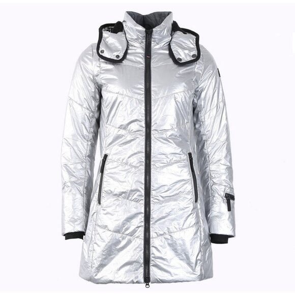 NEW BOGNER FIRE & ICE IRMA PUFFER JACKET!US 4 EU 34XSMETALLIC SILVER PARKA